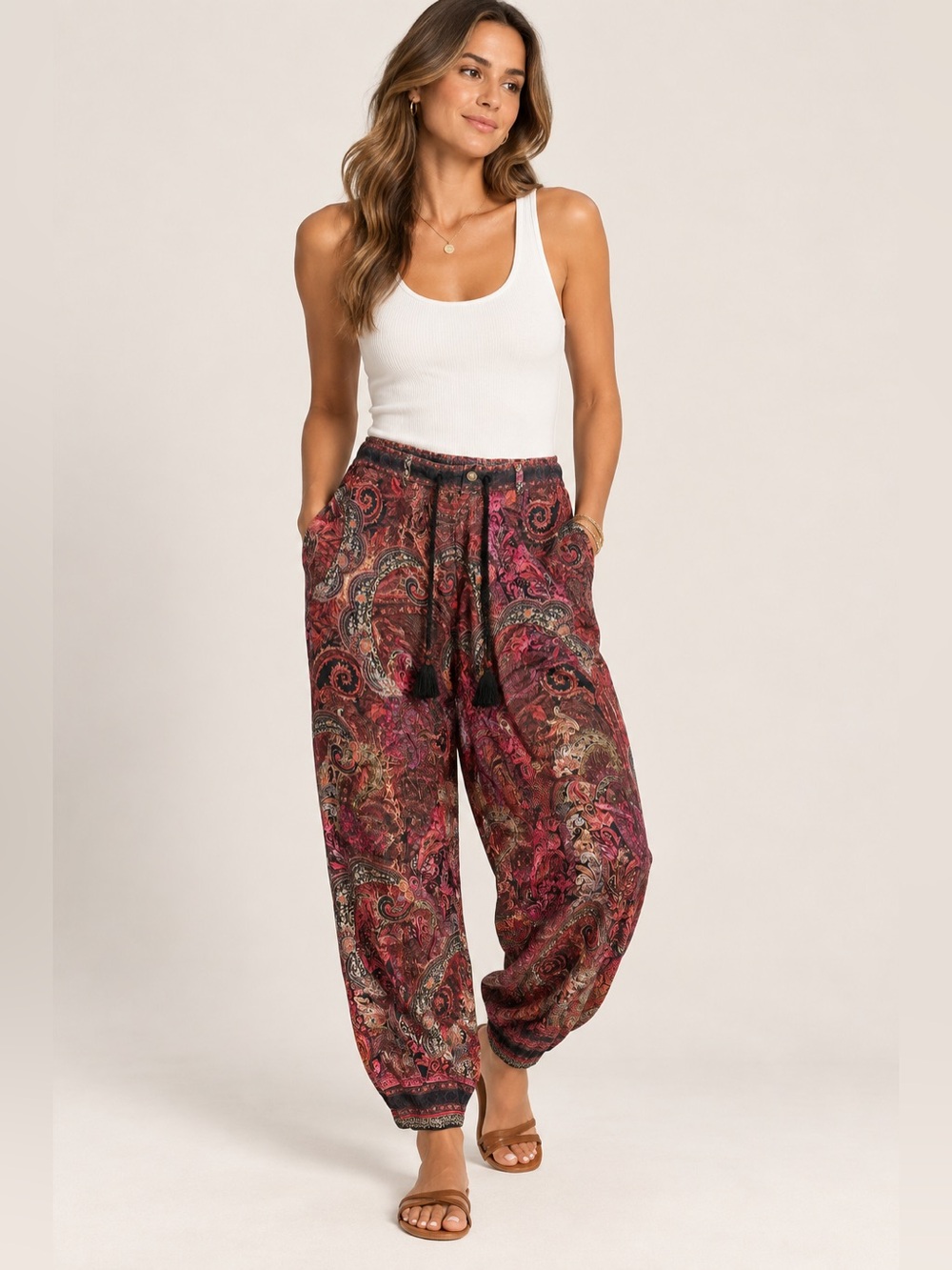Camilla elaxed bohemian-style paisley print pants sz M